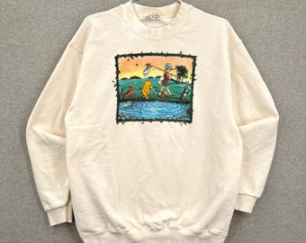 Vintage 1990s Winnie The Pooh Cartoon Crewneck Sweatshirt / size Medium (see measurements)