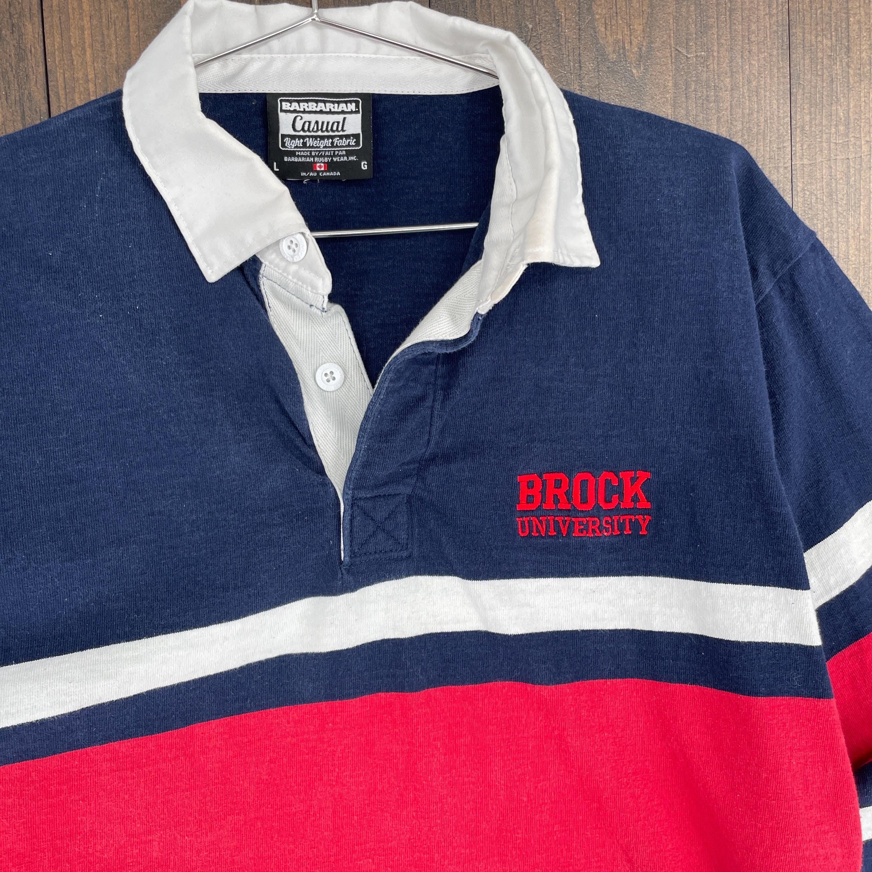 Vintage 1990s Barbarian Rugby Polo Collared Long Sleeve Striped