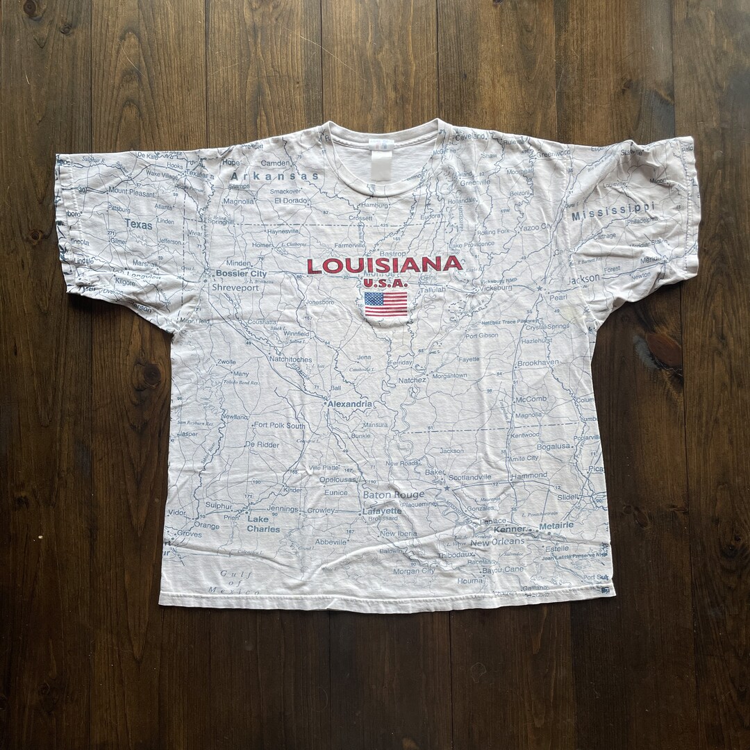 Shirts, Vintage Louisiana Map Red Single Stitch Short Sleeve Graphic Tshirt  Size M 9s