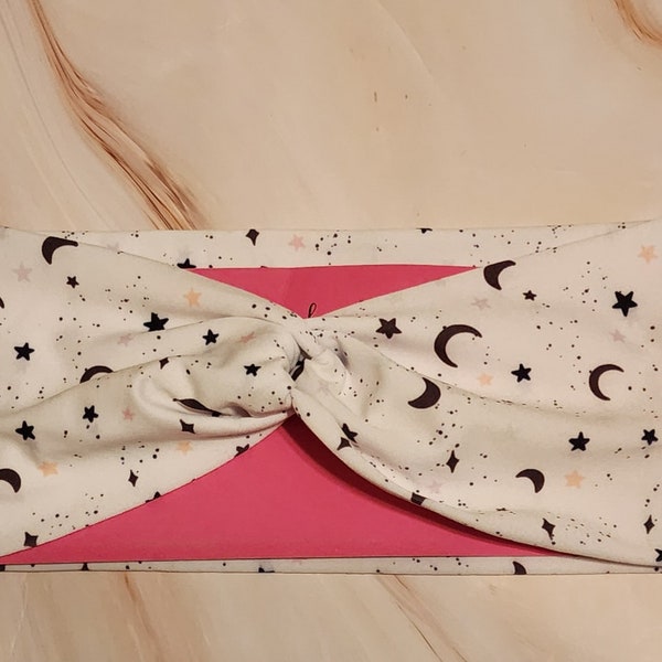 Boho moon and stars twisted turban style headband