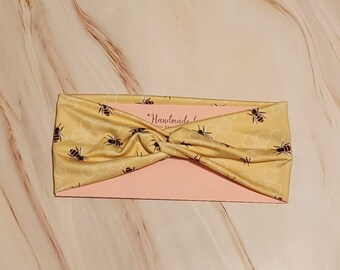 Boho Bees twisted turban headband