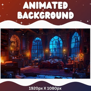 Vtuber Animated Background Vampire Twitch Fantasy Stream Overlay Vtuber Seamless Looped Background for Streaming Vtuber Halloween Room