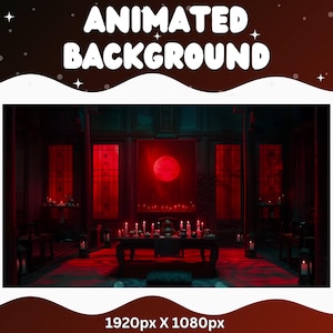 Fond animé Vtuber Pentagramme horreur Twitch Fantasy Stream Overlay Fond Vtuber pour le streaming Vtuber Red Room Goth japonais