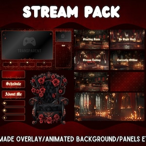 Red Vampire Lair Animiertes Twitch Stream Overlay Paket