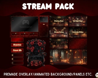 Twitch Overlay Package Red vampire lair Animated Stream Overlay Pack Twitch Panels Stream Overlay Red Twitch Twitch Overlay Halloween Twitch