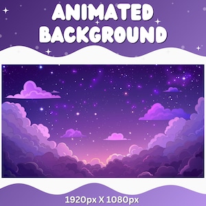 Vtuber Animierter Hintergrund Lila Hexe Twitch Fantasy Stream Overlay Vtuber Nahtloser geschlungener Hintergrund für Livestreaming Skies Lila Himmel