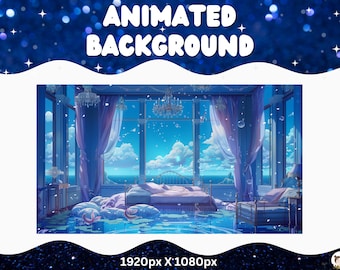 Arrière-plan animé Vtuber Superposition de flux LoFi Twitch Arrière-plan transparent en boucle Vtuber pour le streaming Chambre à coucher Vtuber