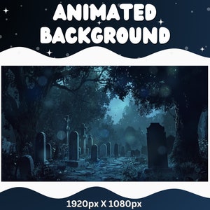 Halloween Graveyard Animated Vtuber Stream Background (MP4 & PNG)