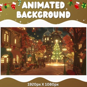Vtuber アニメーション背景 クリスマス ホリデー Twitch ファンタジー ストリーム オーバーレイ Vtuber ホリデー 背景 ストリーミング Vtuber Twitch クリスマス タウン