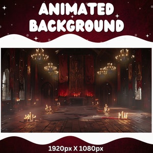 Fond d&#39;écran animé Vtuber Pentagramme horreur Twitch Fantasy Stream Overlay Fond d&#39;écran Vtuber pour le streaming Vtuber Red Room Vampire
