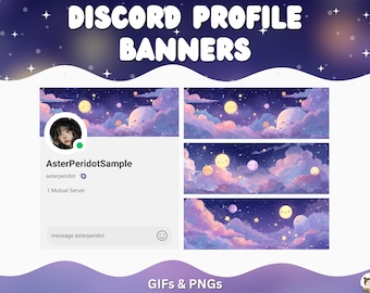 Witch Discord Banner Set: Purple Kawaii Animated Headers (Digital Download Skies Planets Cute