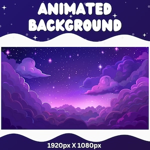 Vtuber Animated Background Purple Witch Twitch Fantasy Stream Overlay Vtuber Seamless Looped Background for Streaming skies Purple Sky