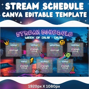 Fantasy Stream Schedule Template: Customizable Twitch Streamer Canva Design
