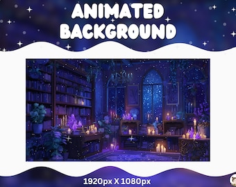 Purple Witch Room: Animated Vtuber Stream Background Twitch Animated Background Vtuber Animated Background Purple Witch Twitch Fantasy