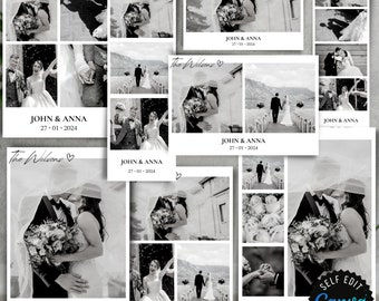 Wedding Photo Booth Template Minimalist Customize Wedding DIY Simple Design Edit on Canva Photobooth template Wedding Minimalist Black White