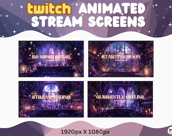 Animierter Stream Bildschirm Overlay Lila für Twitch Lila Halloween Twitch Overlay Hexe Animierter Stream Lila Halloween Twitch Ressourcen