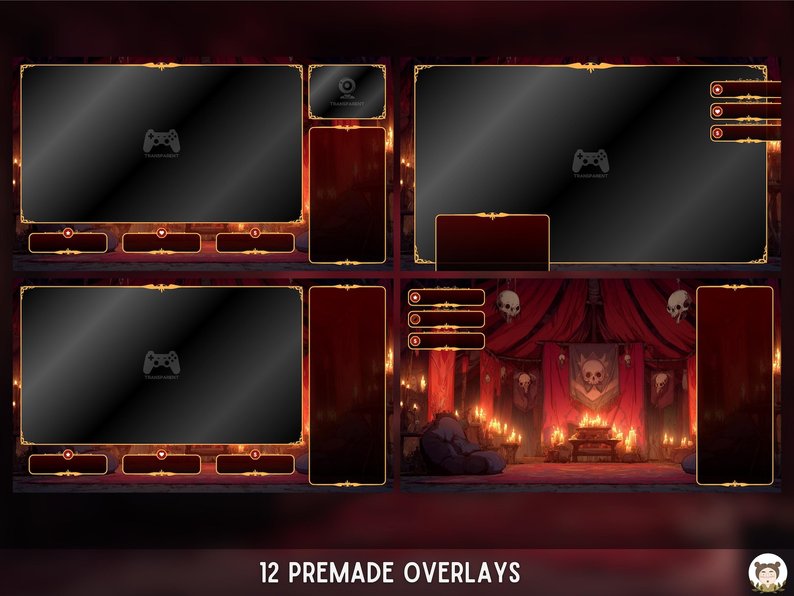 Twitch Overlay Red Lair Animated Stream Overlay Pack Twitch Panels ...