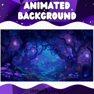 Vtuber Animierter Hintergrund Lila Hexe Twitch Fantasy Stream Overlay Vtuber Nahtlos geschlungener Hintergrund für Livestreaming Vtuber Lila Raum