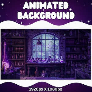 Vtuber Animierter Hintergrund Lila Hexe Twitch Fantasy Stream Overlay Vtuber Nahtlos geschlungener Hintergrund für Livestreaming Vtuber Lila Raum