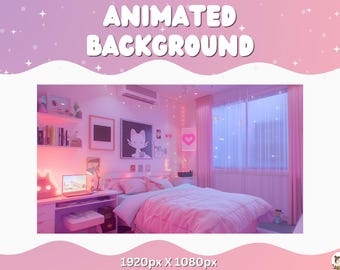 Vtuber Animated Background Pink Twitch LoFi Stream Overlay Vtuber Seamless Looped Background for Streaming Vtuber Pink Room Cozy