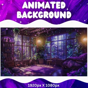 Vtuber Animierter Hintergrund Lila Hexe Twitch Fantasy Stream Overlay Vtuber Nahtlos geschlungener Hintergrund für Livestreaming Vtuber Lila Raum