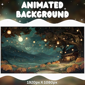 Vtuber Animierter Hintergrund Gruselige Hexe Twitch Fantasy Stream Overlay Vtuber Nahtlos geschlungener Hintergrund für Livestreaming Vtuber Halloween Raum