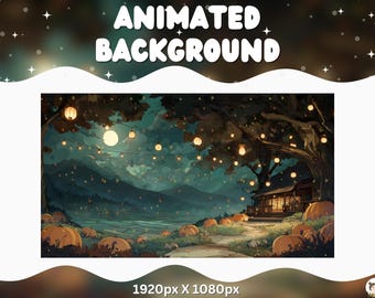 Vtuber Animated Background Spooky Witch Twitch Fantasy Stream Overlay Vtuber Seamless Looped Background for Streaming Vtuber Halloween Room