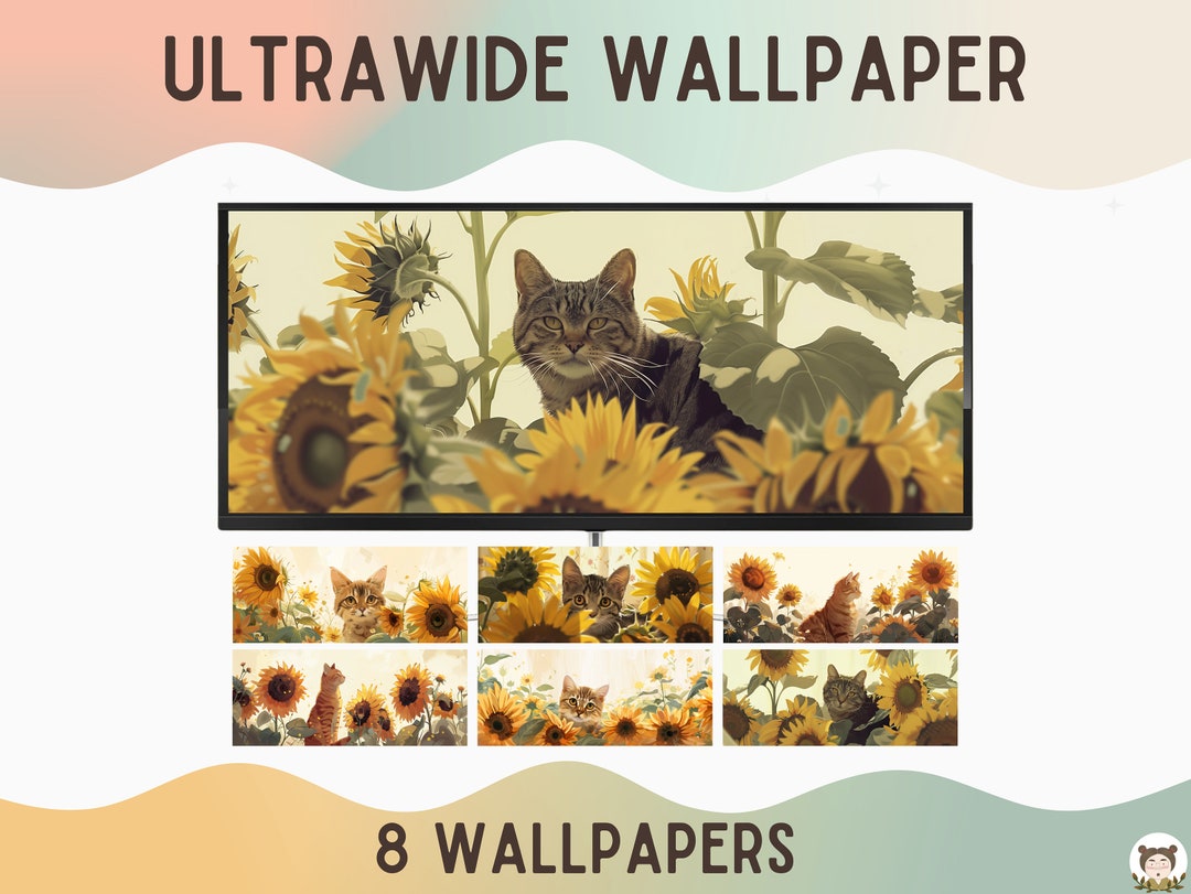 cat-ultra-wide-wallpaper-sunflower-cozy-cat-wallpaper-ultrawide