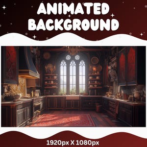 Vtuber Animated Background Pentagram Horror Twitch Fantasy Stream Overlay Vtuber Background for Streaming Vtuber Red Room Haunted Kitchen