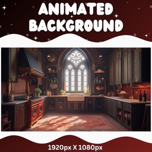 Vtuber Animated Background Pentagram Horror Twitch Fantasy Stream Overlay Vtuber Background for Streaming Vtuber Red Room Haunted Kitchen