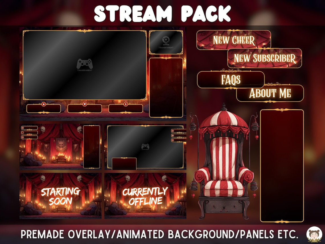 Twitch Overlay Red Lair Animated Stream Overlay Pack Twitch Panels ...