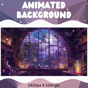 Vtuber Animierter Hintergrund Lila Hexe Twitch Fantasy Stream Overlay Vtuber Nahtlos geschlungener Hintergrund für Livestreaming Vtuber Lila Raum