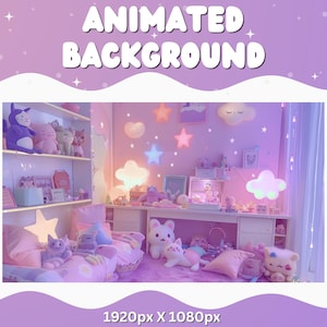 Vtuber Animated Background Purple Twitch LoFi Stream Overlay Vtuber Seamless Looped Background for Streaming Vtuber Pink Room Cute Demure