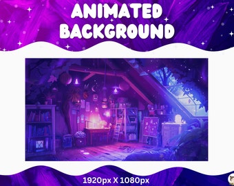 Vtuber Animated Background Purple Twitch LoFi Stream Overlay Vtuber Seamless Looped Background for Streaming Vtuber Purple Room