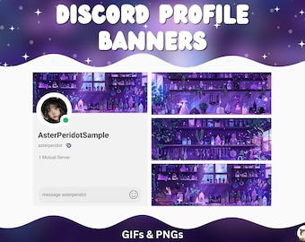 Witch Discord Banner Set: Purple Kawaii Animated Headers (Digital Download