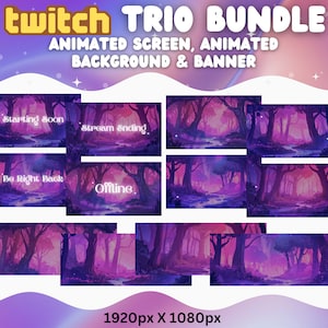 Vtuber Animated Background Purple Witch Twitch Fantasy Stream Overlay Background for Streaming Vtuber Purple Room Bundle Banner Screen