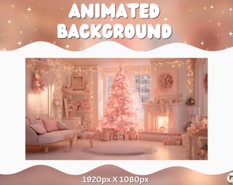 Vtuber Animated Background Pink Lofi Holiday  Christmas Twitch Cozy Stream Overlay Vtuber Bedroom Background for Streaming Vtuber Lofi Room