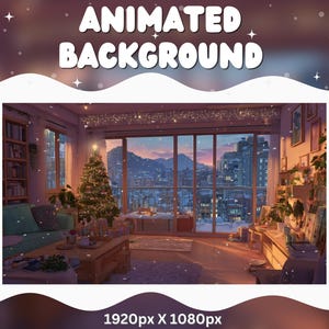 Vtuber Animated Christmas Background Holiday Warm Lofi Twitch Cozy Stream Overlay Vtuber Bedroom Background for Streaming Vtuber Lofi Room