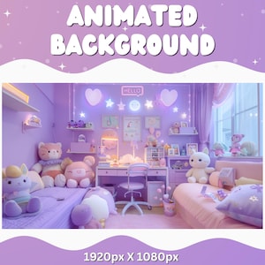 Vtuber Animated Background Purple Twitch LoFi Stream Overlay Vtuber Seamless Looped Background for Streaming Vtuber Pink Room Cute Demure