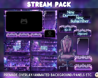 Twitch Overlay Package Purple vampire lair Animated Stream Overlay Pack Twitch Panels Stream Overlay Horror Twitch Twitch Overlay Halloween