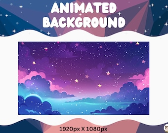 Fondo animado de Vtuber, superposición de transmisión acogedora de neón Lofi morado para Twitch, fondo en bucle para dormitorio de Vtuber para transmisión en sala Lofi de Vtuber