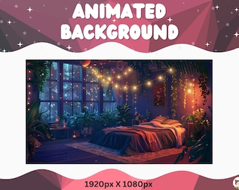 Arrière-plan animé Vtuber Superposition de flux LoFi Twitch Arrière-plan transparent en boucle Vtuber pour le streaming Chambre à coucher Vtuber