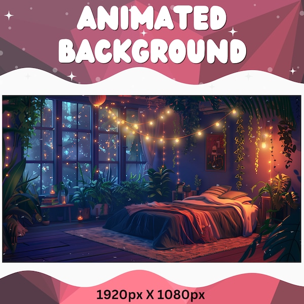 Vtuber Animated Background Twitch LoFi Stream Overlay Vtuber Seamless Looped Background for Streaming Vtuber Bedroom