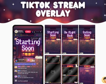 Sovrapposizione streaming TikTok caldo Cyberpunk Sovrapposizione streaming TikTok Lofi Sovrapposizione verticale Sovrapposizione live TikTok Cieli Cyberpunk Neon fresco