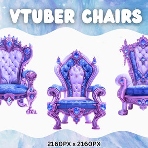 Vtuber Gaming Chair Vtuber Assets Blue gaming chair Royal chair vtube vdroid Royal throne vtuber accessory twitch overlay