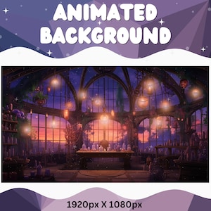 Vtuber Animierter Hintergrund Lila Hexe Twitch Fantasy Stream Overlay Vtuber Nahtlos geschlungener Hintergrund für Livestreaming Vtuber Lila Raum