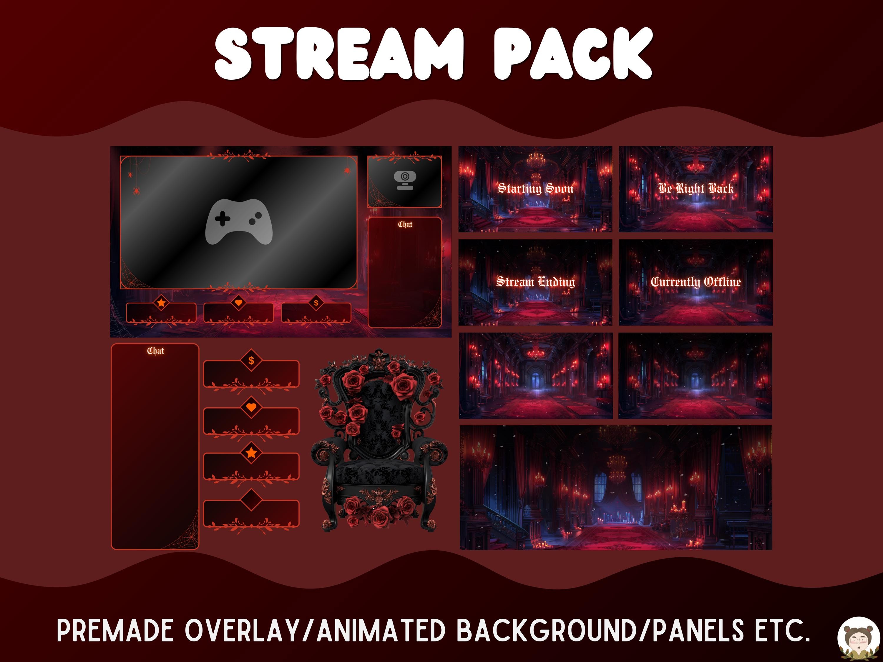Twitch Overlay Package Red Vampire Lair Animated Stream Overlay Pack ...
