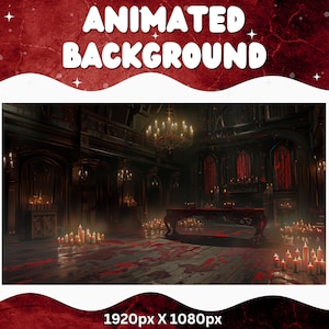 Fond d&#39;écran animé Vtuber Pentagramme horreur Twitch Fantasy Stream Overlay Fond d&#39;écran Vtuber pour le streaming Vtuber Red Room Vampire