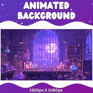 Vtuber Animierter Hintergrund Lila Hexe Twitch Fantasy Stream Overlay Vtuber Nahtlos geschlungener Hintergrund für Livestreaming Vtuber Lila Raum