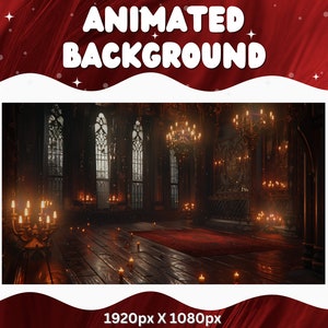 Fond d&#39;écran animé Vtuber Pentagramme horreur Twitch Fantasy Stream Overlay Fond d&#39;écran Vtuber pour le streaming Vtuber Red Room Vampire
